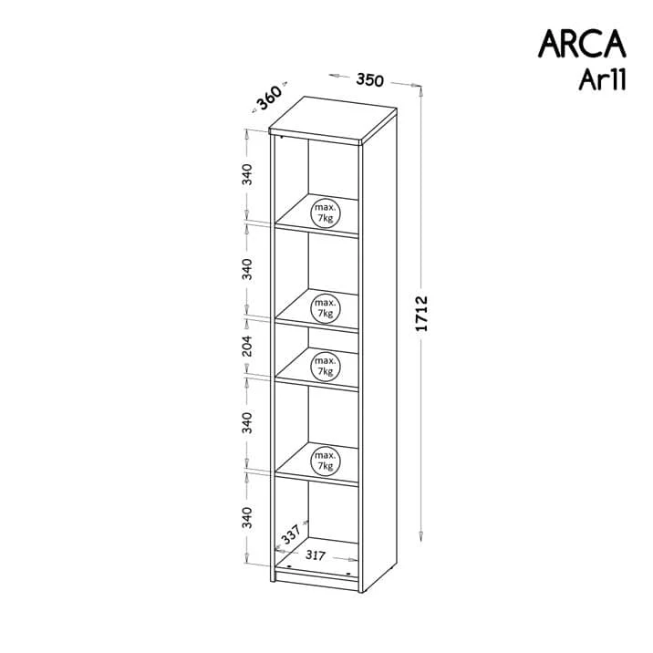 Arca AR11 Bookcase 35cm - Image 3
