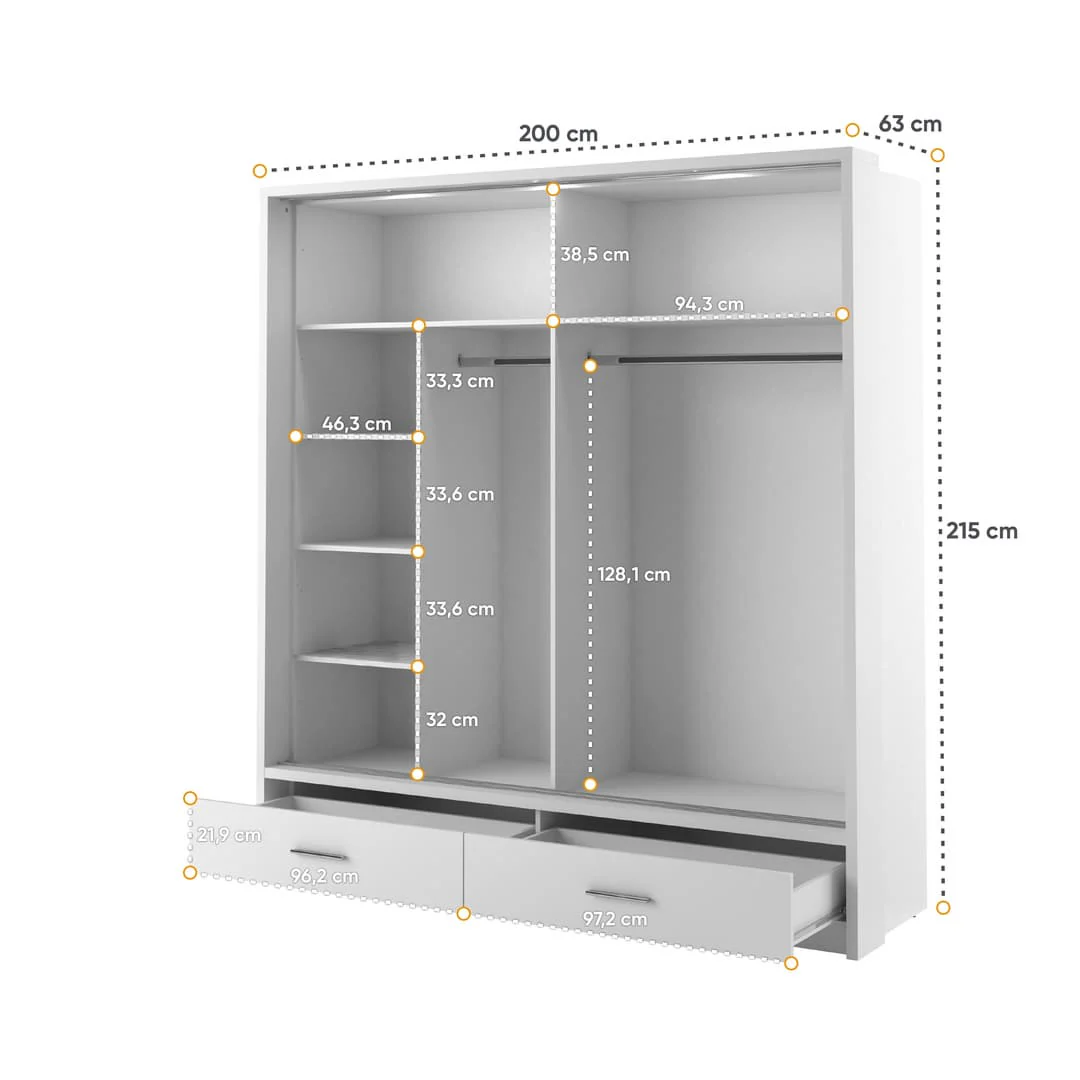 Arti 24 - 2 Sliding Door Wardrobe 200cm - Image 5