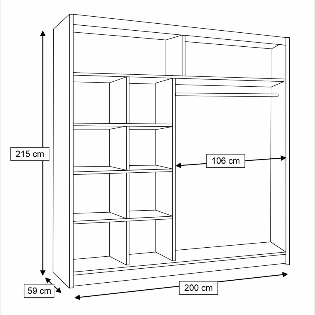 Avantgarde AV2 Sliding Door Wardrobe 200cm - Image 4