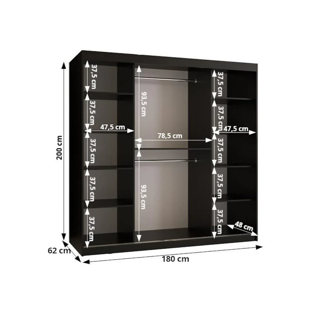 Bahrain II Sliding Door Wardrobe 180cm - Image 13
