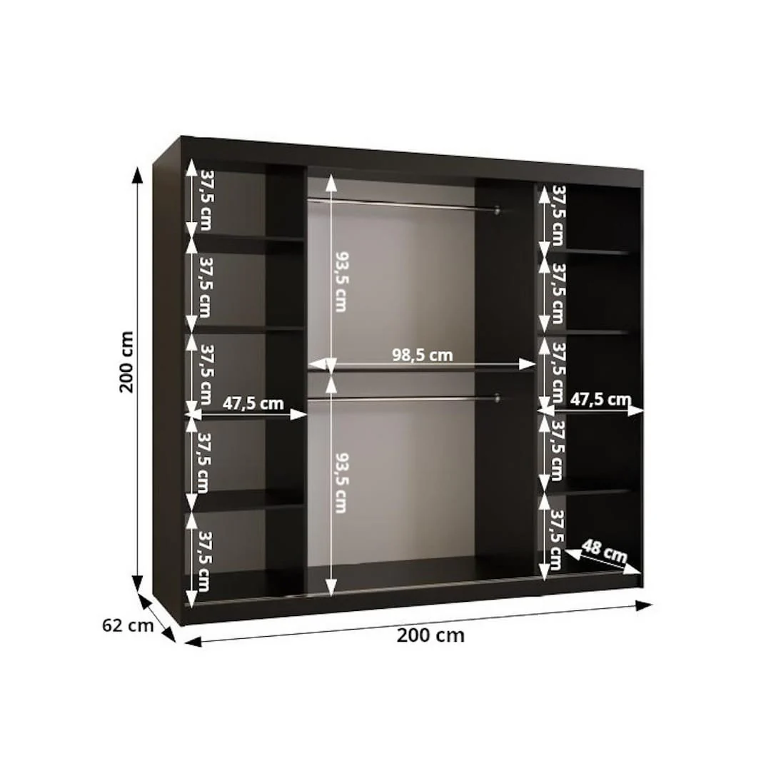 Bahrain III Sliding Door Wardrobe 200cm - Image 7