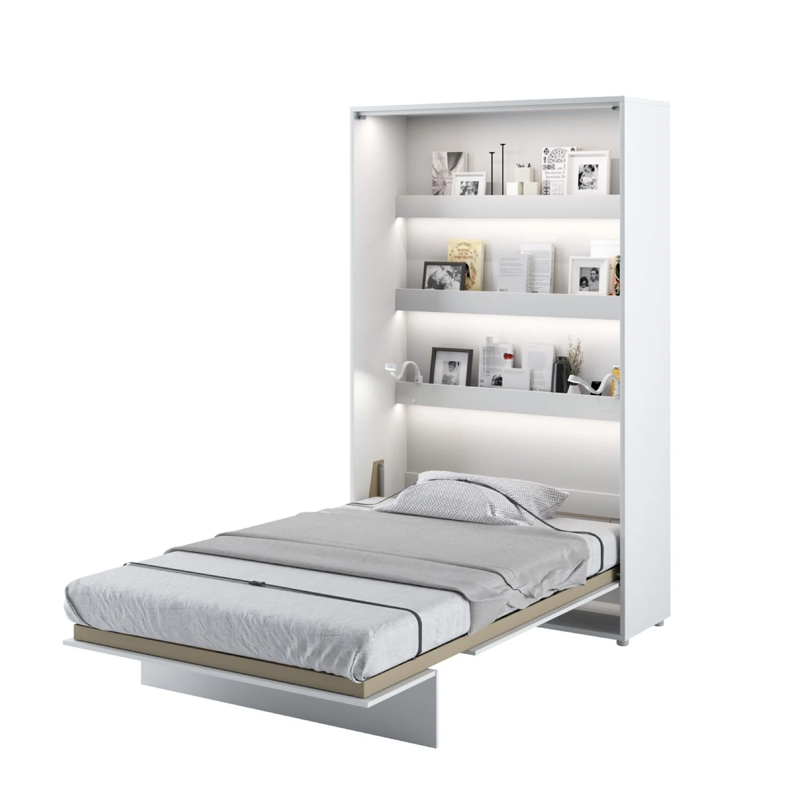 BC-02 Vertical Wall Bed Concept 120cm With Storage Cabinets and LED - Image 5