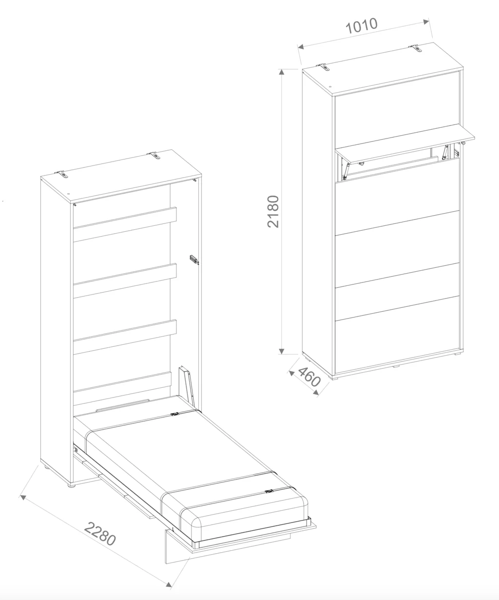BC-03 Vertical Wall Bed Concept 90cm - Image 10