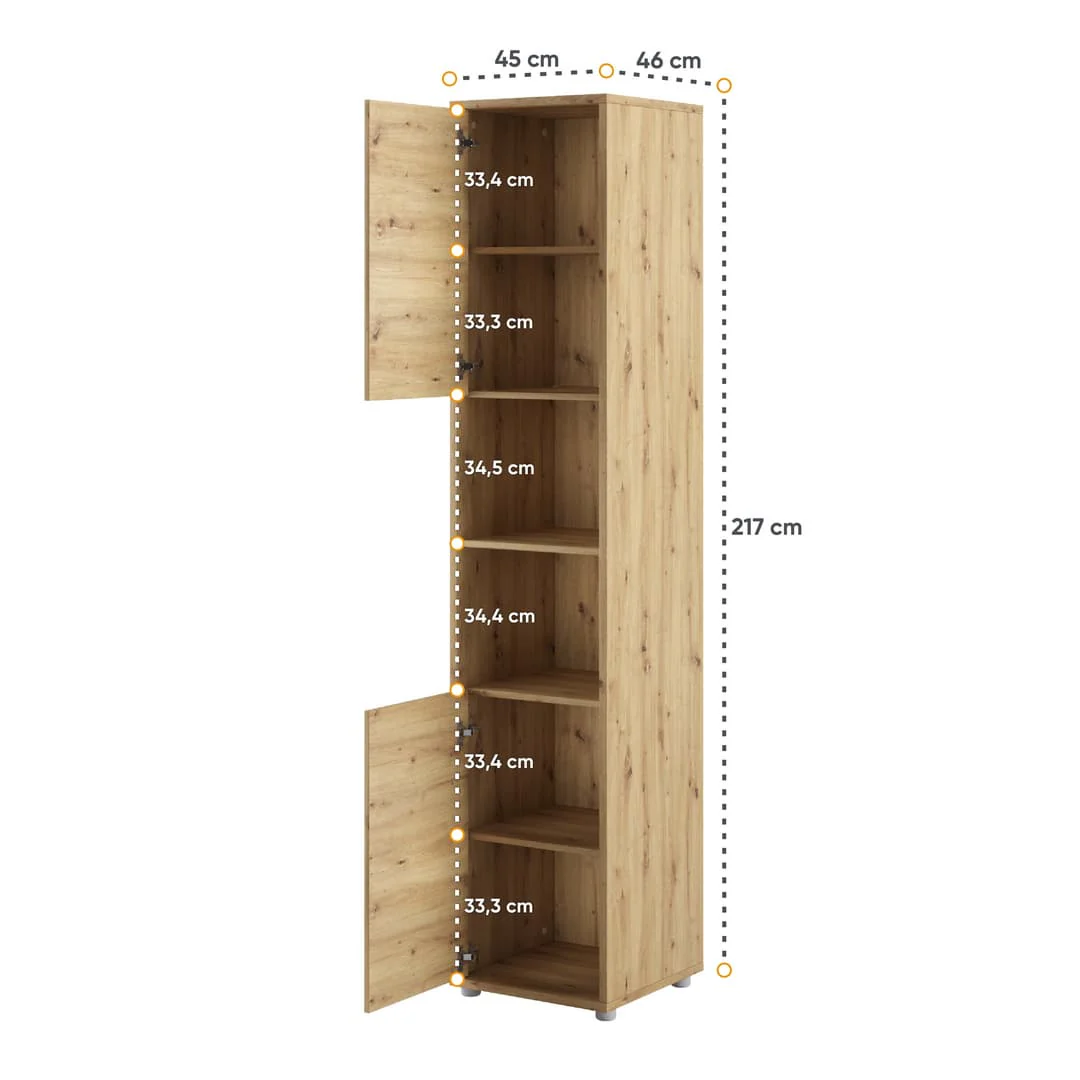 BC-03 Vertical Wall Bed Concept 90cm With Storage Cabinets and LED - Image 27