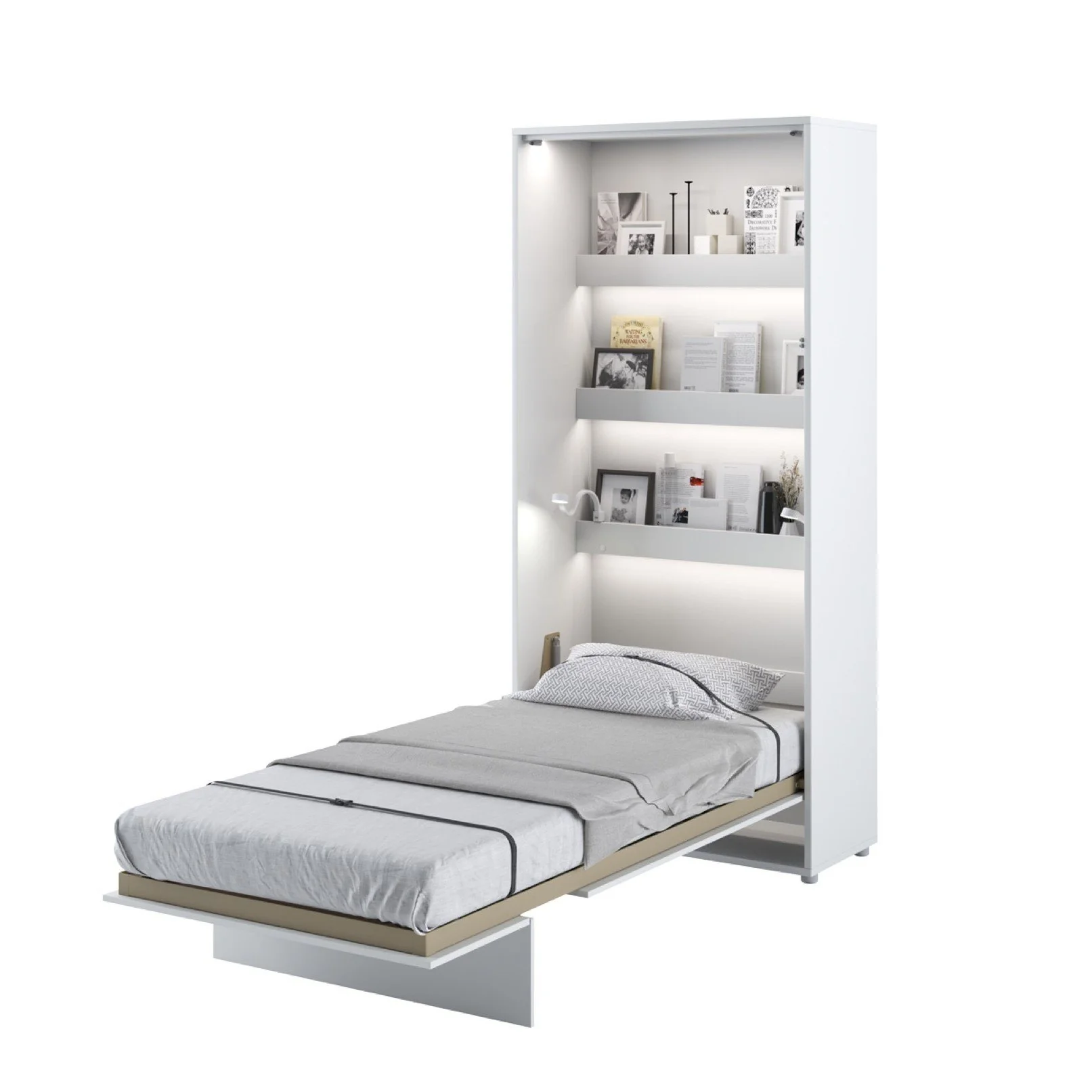 BC-03 Vertical Wall Bed Concept 90cm With Storage Cabinets and LED - Image 3