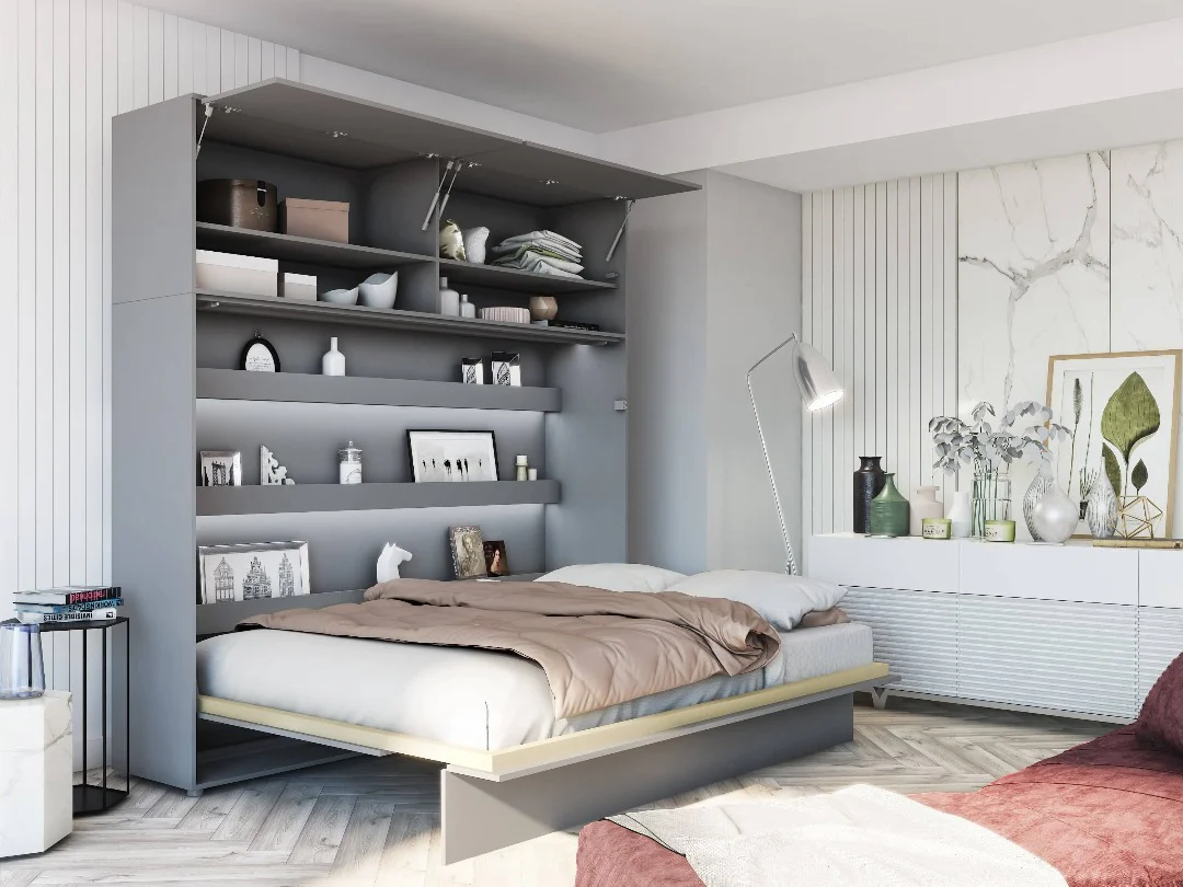 BC-04 Horizontal Wall Bed Concept 140cm With Storage Cabinet - Image 2