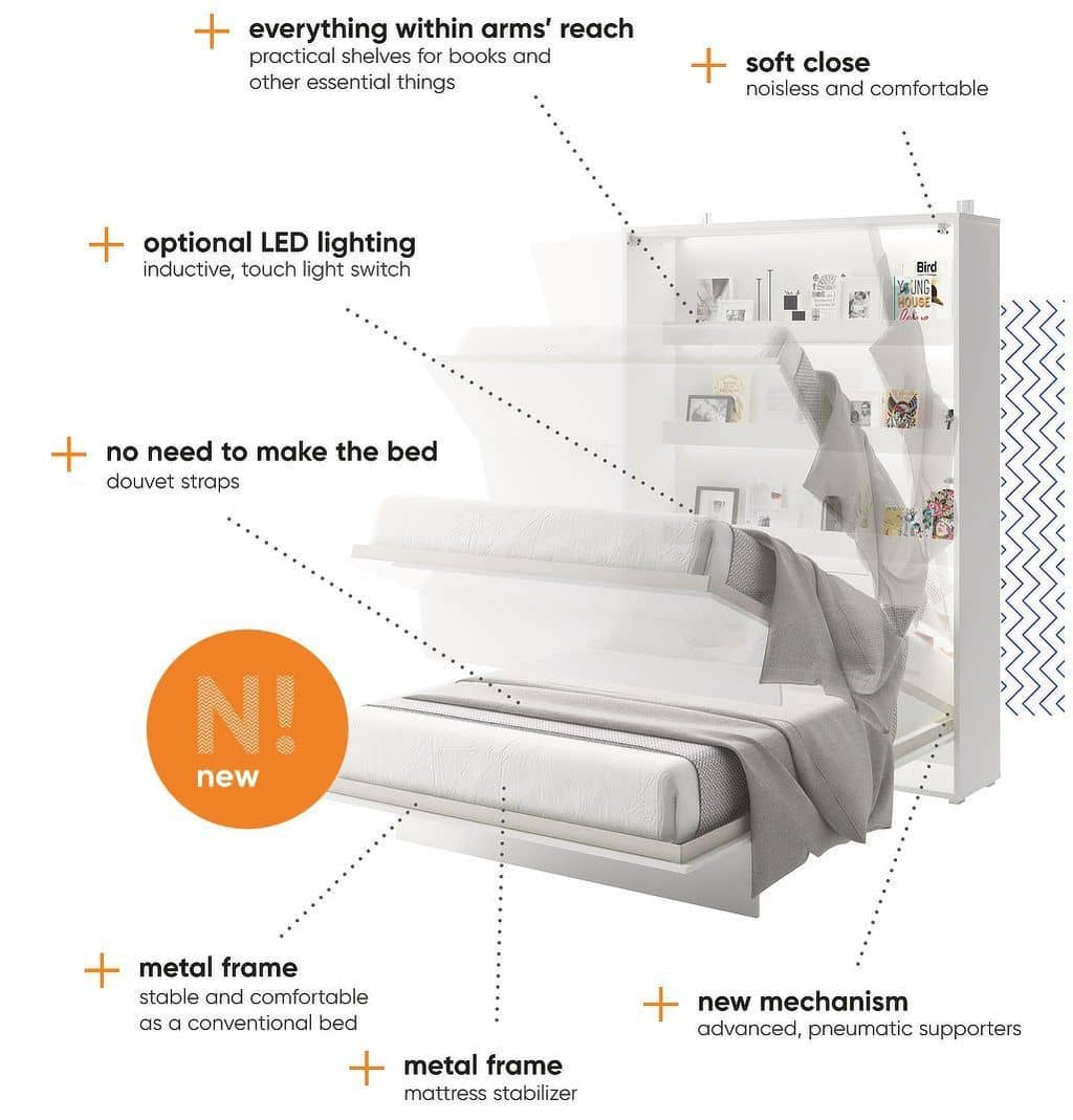BC-06 Horizontal Wall Bed Concept 90cm With Storage Cabinet - Image 22