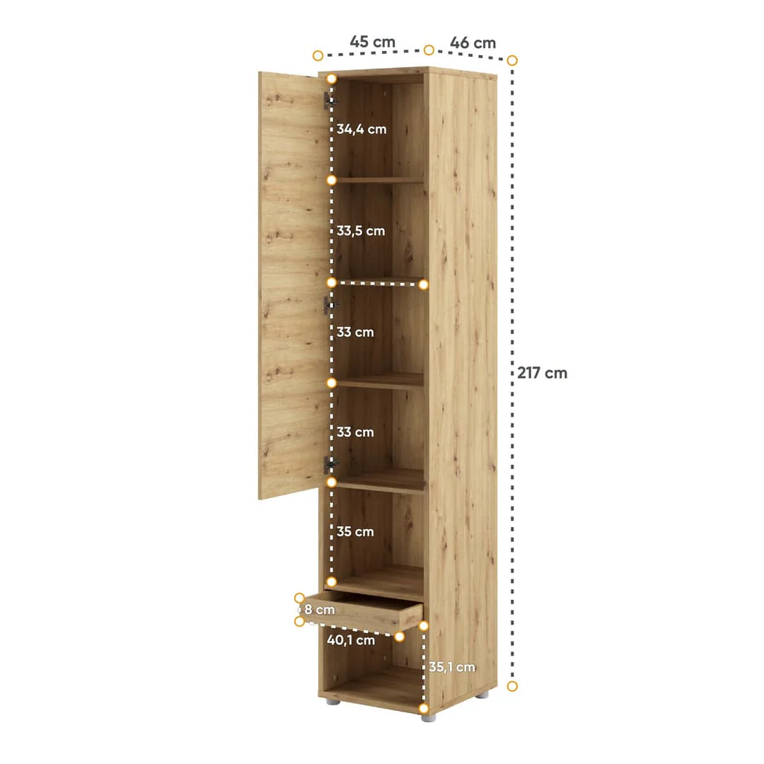 BC-13 Vertical Wall Bed Concept 180cm With Storage Cabinets and LED - Image 25