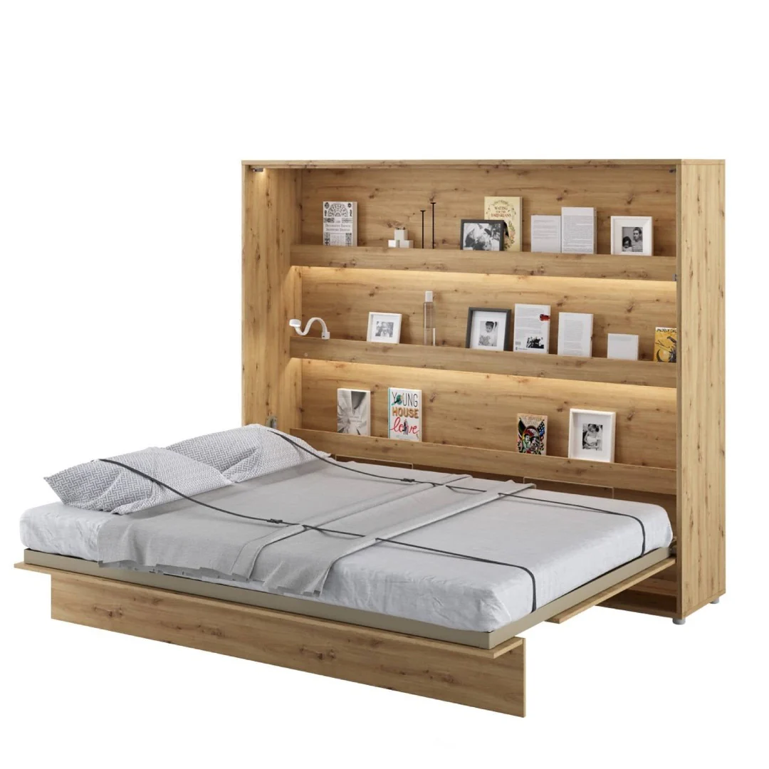 BC-14 Horizontal Wall Bed Concept 160cm With Storage Cabinet - Image 25
