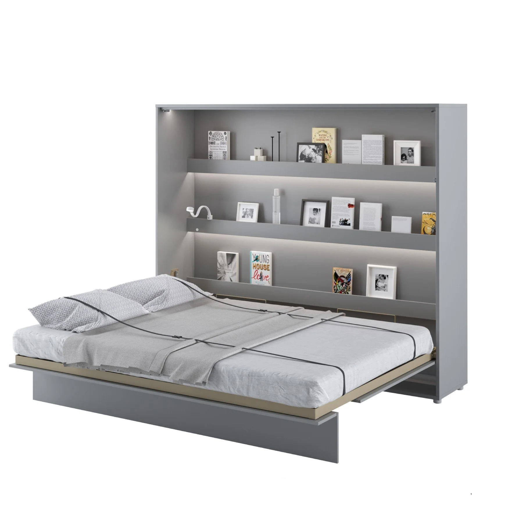 BC-14 Horizontal Wall Bed Concept 160cm With Storage Cabinet - Image 6
