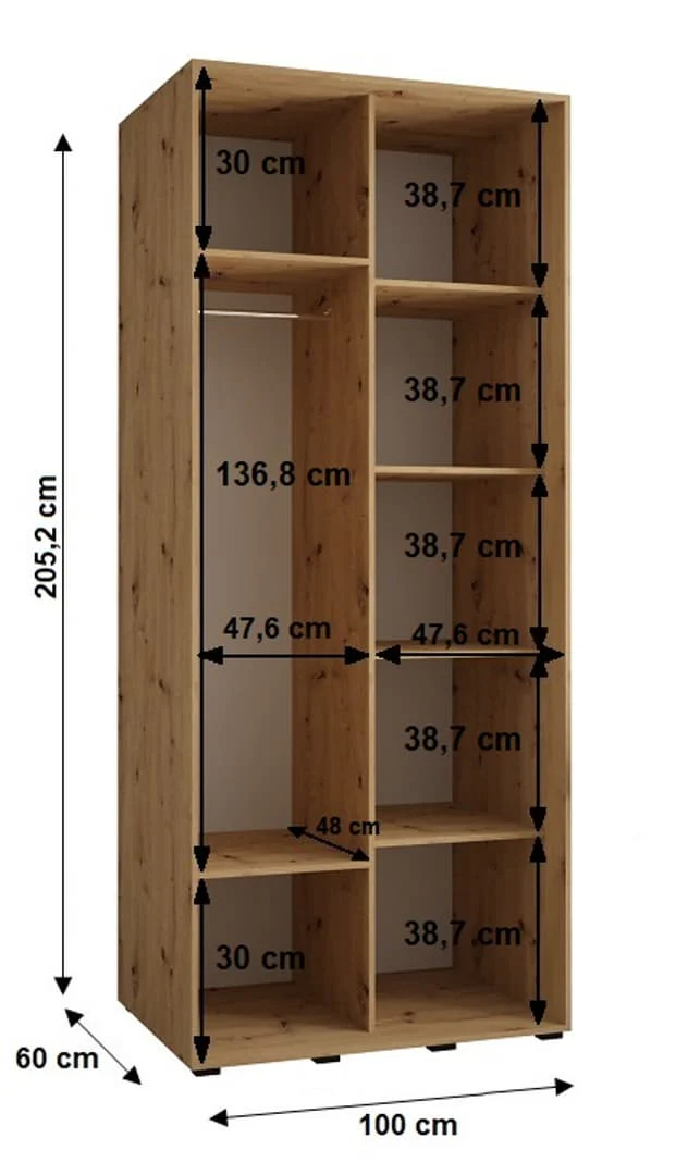 Cannes I Sliding Door Wardrobe 100cm - Image 7