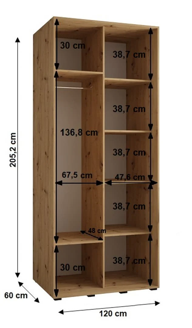 Cannes IV Sliding Door Wardrobe 120cm - Image 7