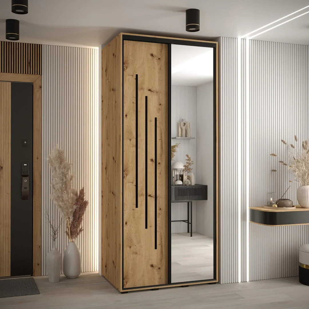 Cannes IX Sliding Door Wardrobe 100cm - Image 4