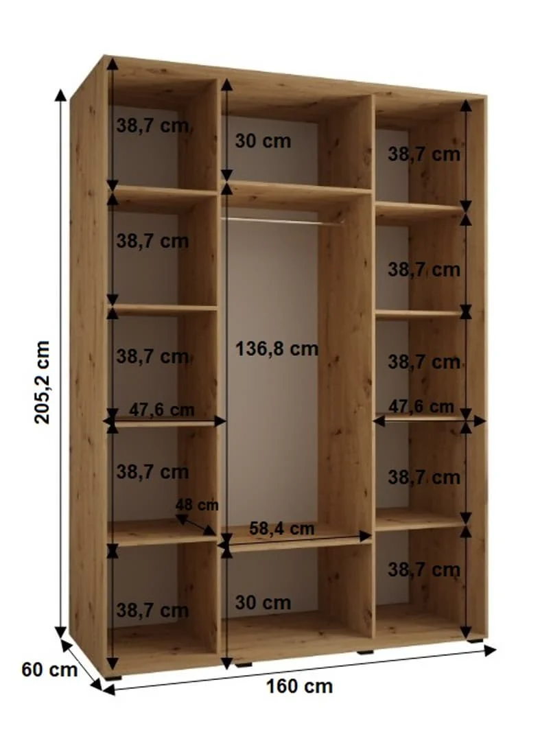 Cannes X Sliding Door Wardrobe 160cm - Image 7