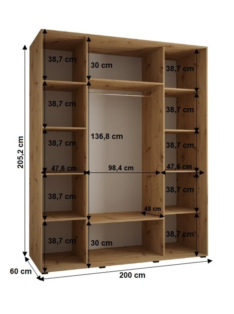 Cannes X Sliding Door Wardrobe 200cm - Image 3