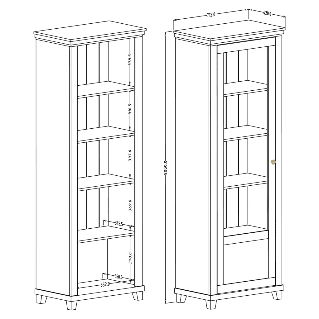 Evora 06 Tall Display Cabinet 71cm - Image 5