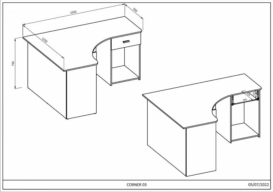 Corner Desk 155cm - Image 9