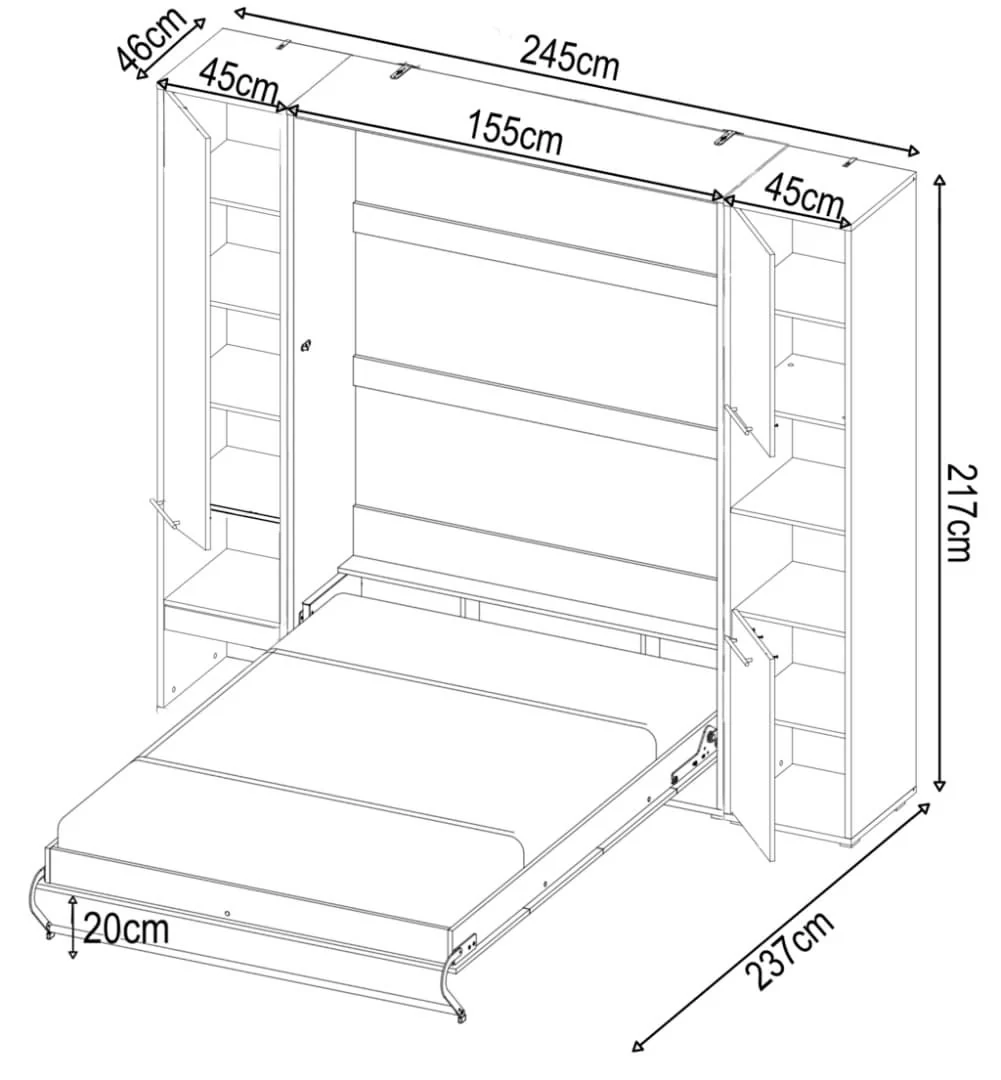 CP-01 Vertical Wall Bed Concept Pro 140cm with Storage Cabinets - Image 14