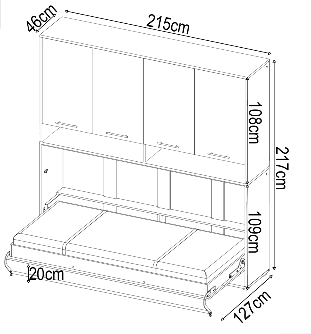 CP-06 Horizontal Wall Bed Concept Pro 90cm with Over Bed Unit - Image 14