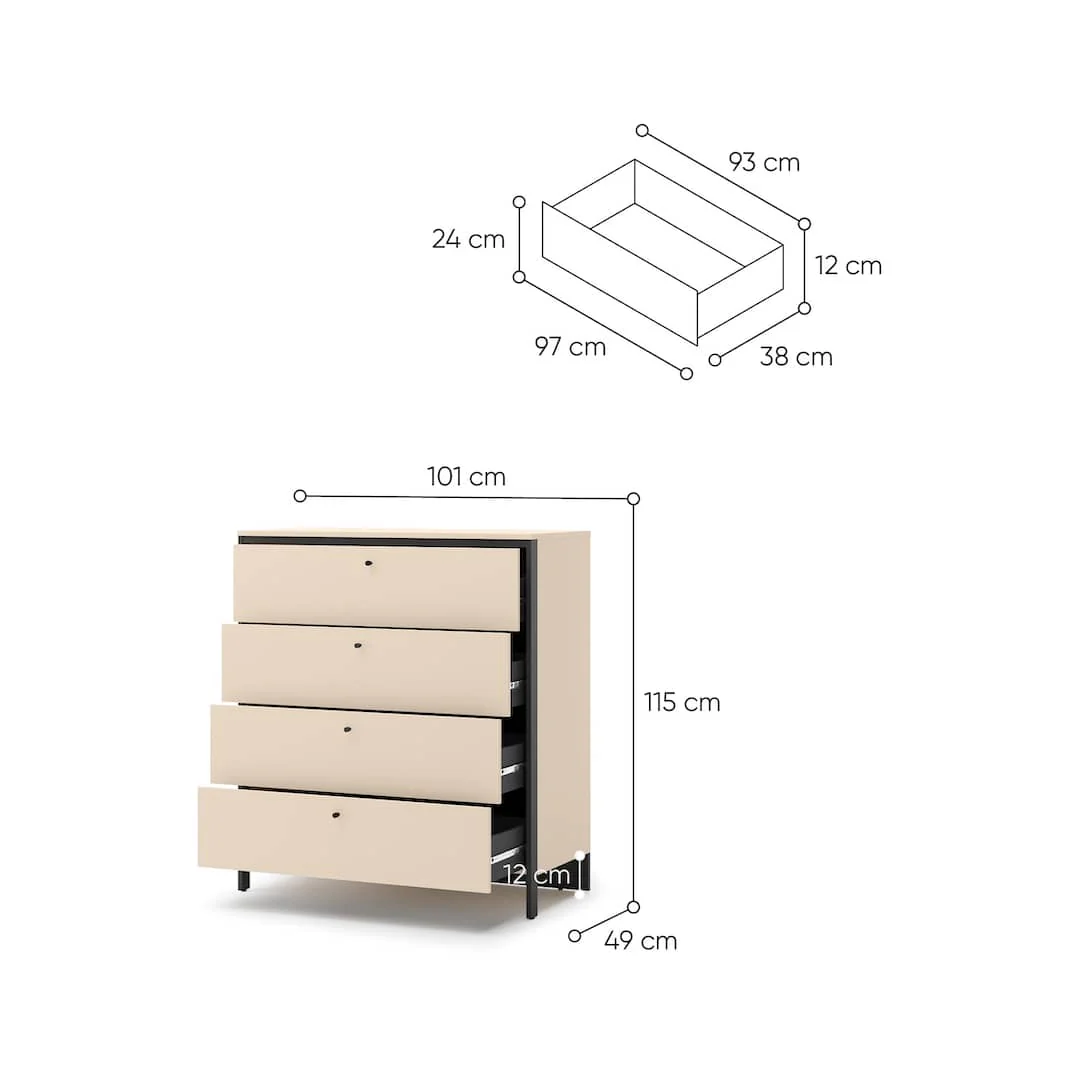 Enna EN-03 Chest Of Drawers 101cm - Image 4