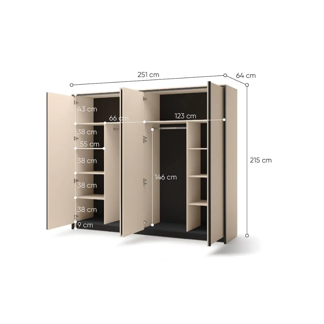 Enna EN-06 Hinged Door Wardrode 251cm - Image 3