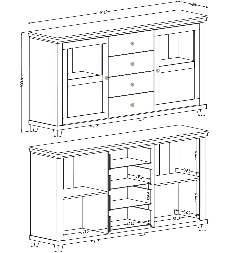 Evora 25 Sideboard Cabinet 181cm - Image 5