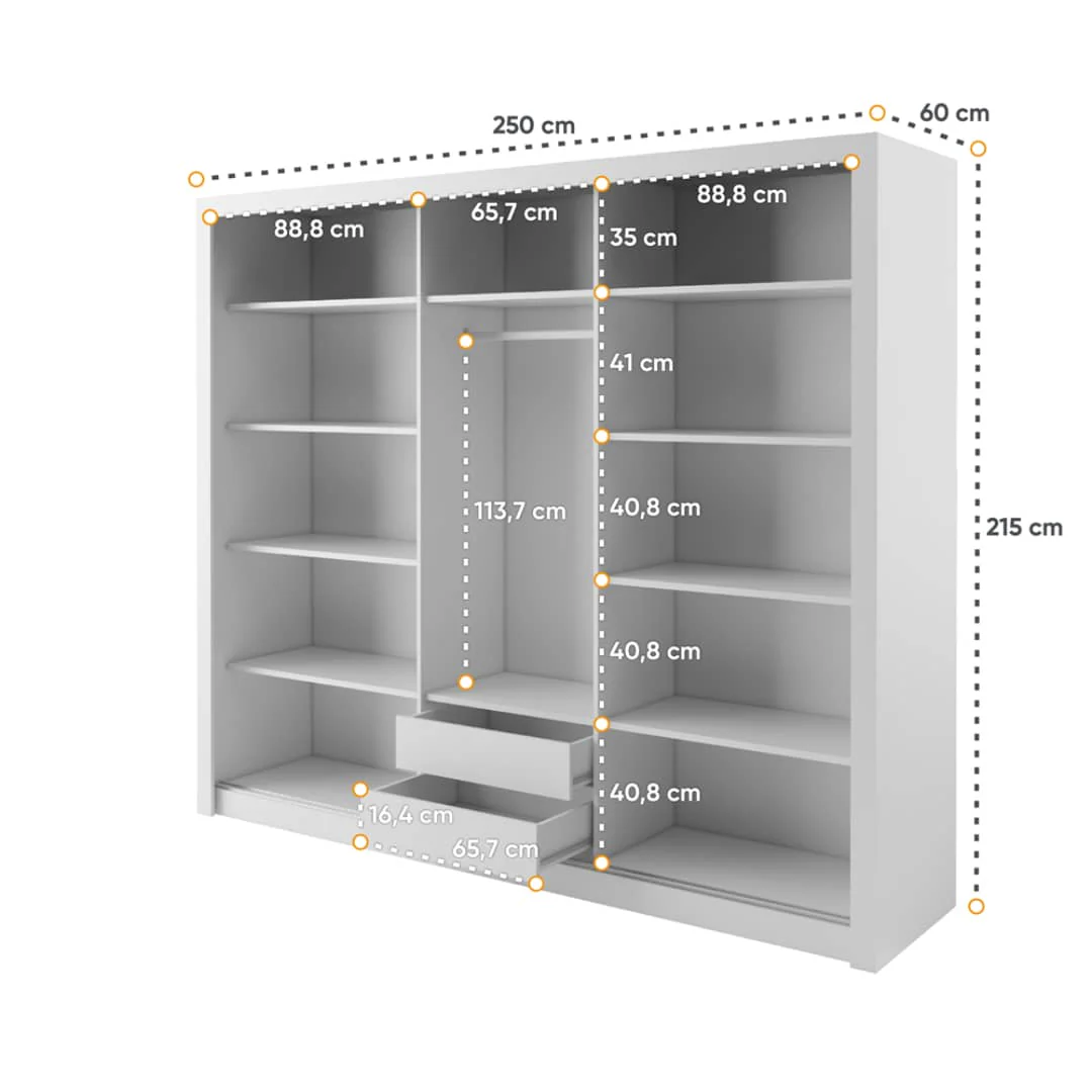 Havana 11 - 3 Sliding Door Wardrobe 250cm - Image 8