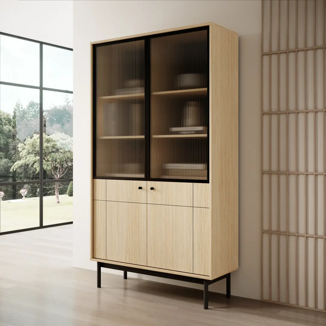 Japandi Tall Display Cabinet 104cm - Image 5