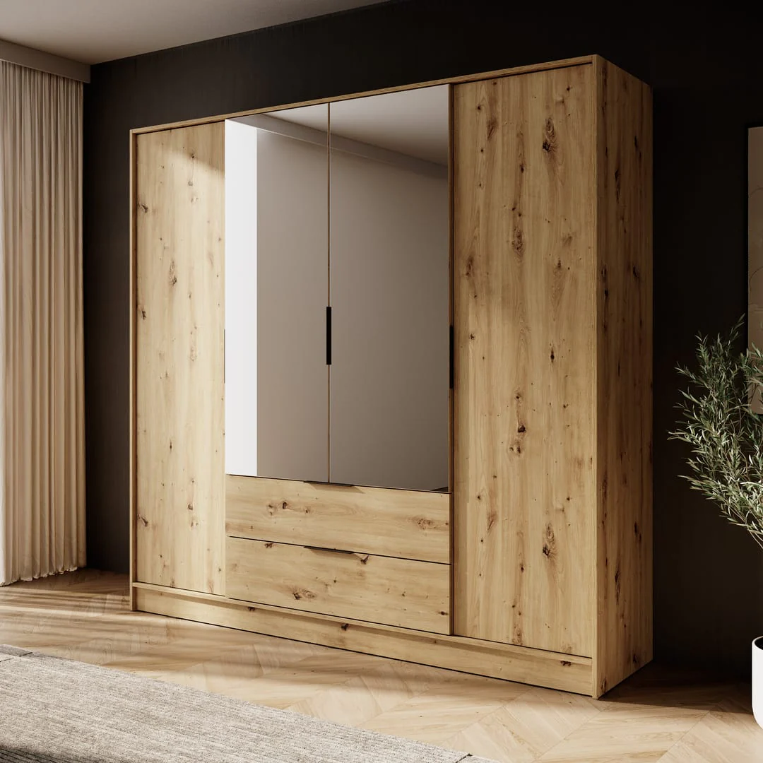 Kelly Hinged Door Wardrobe 206cm [Mirror] - Image 4