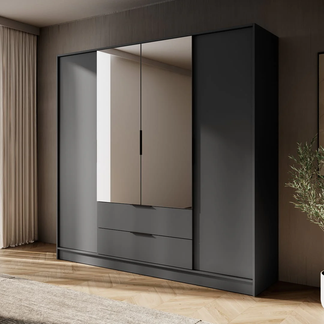 Kelly Hinged Door Wardrobe 206cm [Mirror] - Image 7