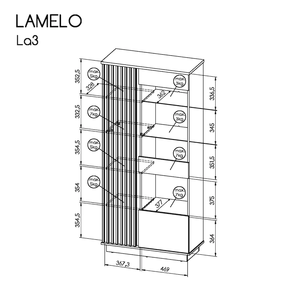Lamelo LA3 Tall Display Cabinet 90cm - Image 4