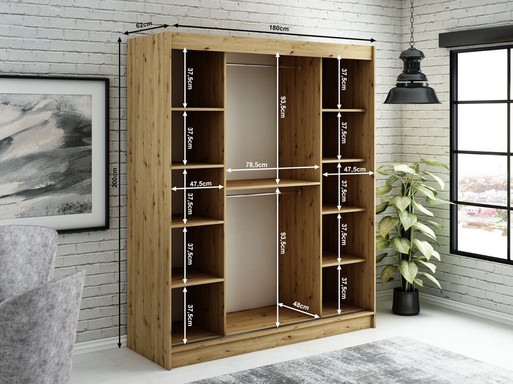 Leto V2 Sliding Door Wardrobe 180cm - Image 4