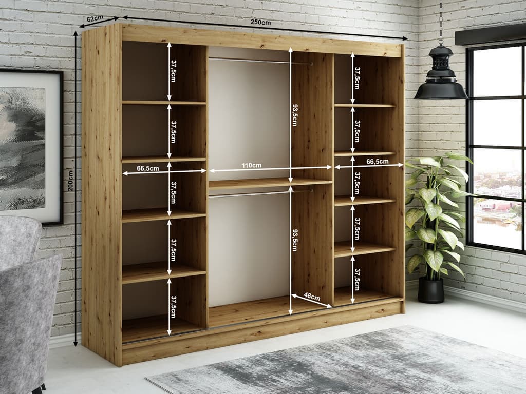 Leto V2 Sliding Door Wardrobe 250cm - Image 4