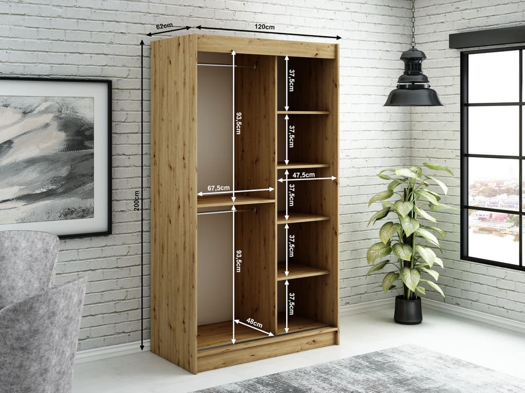 Leto V4 Sliding Door Wardrobe 120cm - Image 4