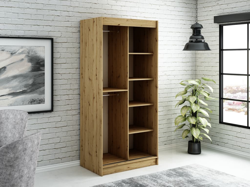 Leto Y1 Sliding Door Wardrobe 100cm - Image 3