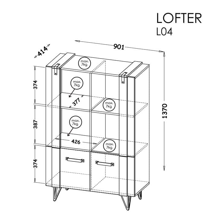 Lofter LO4 Sideboard Cabinet 90cm - Image 4