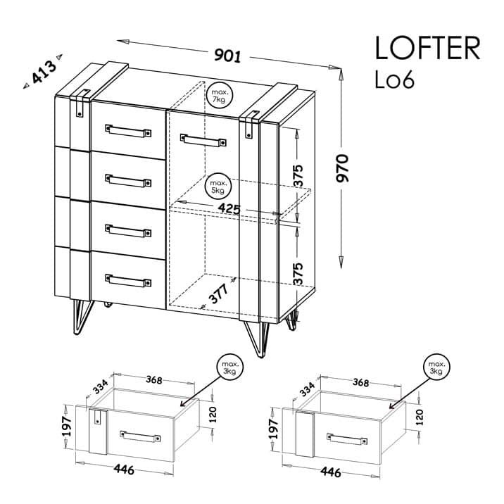 Lofter LO6 Sideboard Cabinet 90cm - Image 5