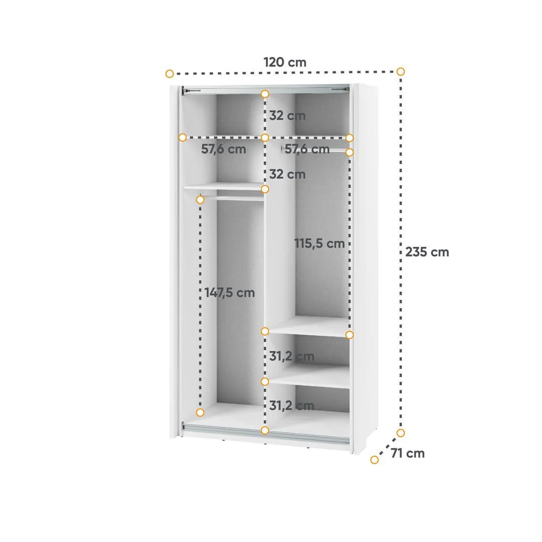 Maxi MX-01 Sliding Door Wardrobe 120cm - Image 4