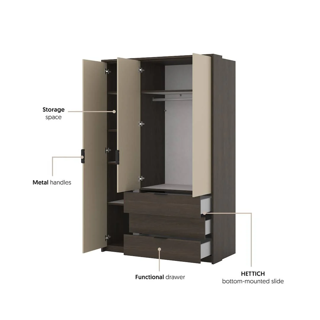 Mola Hinged Door Wardrobe 139cm - Image 7