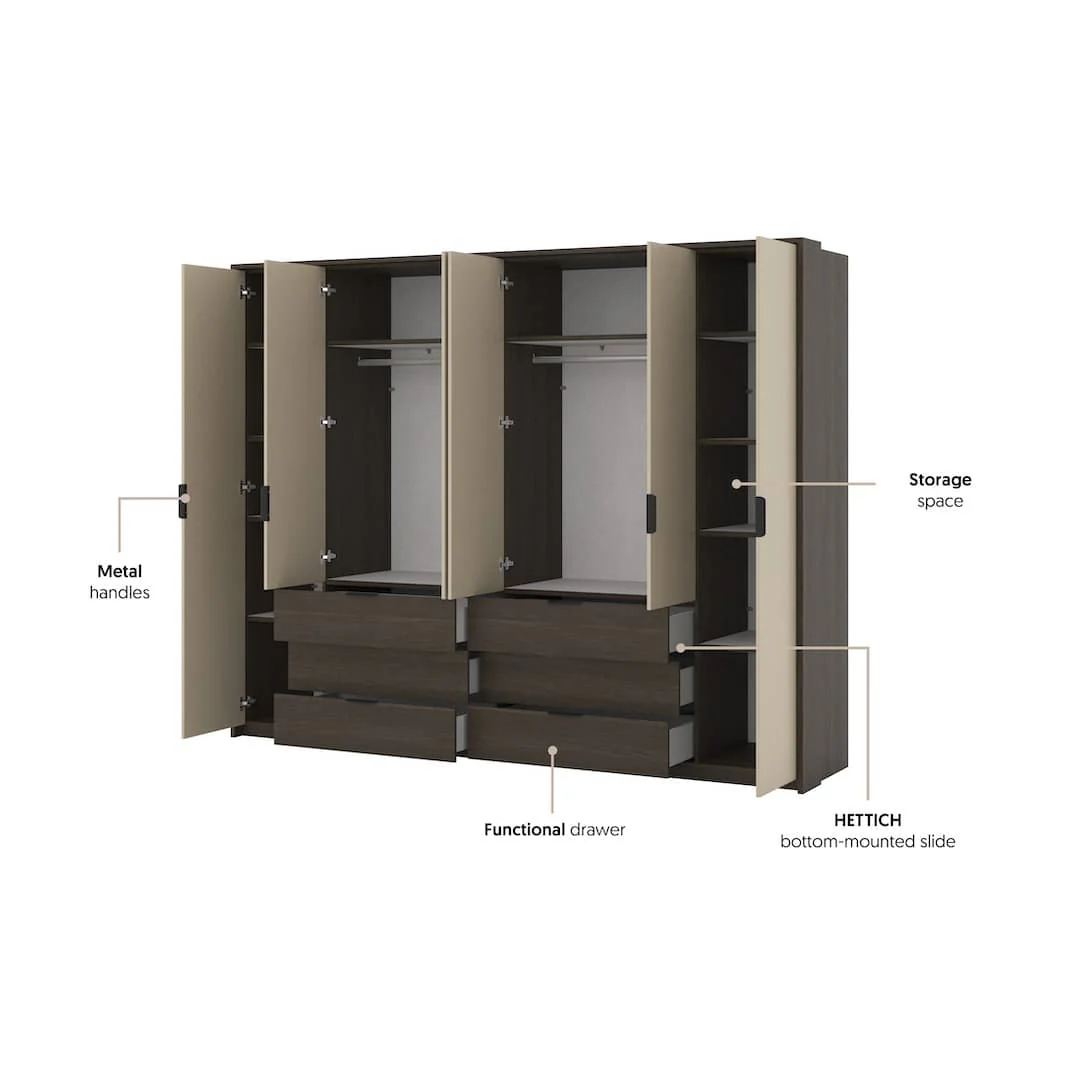Mola Hinged Door Wardrobe 274cm - Image 6