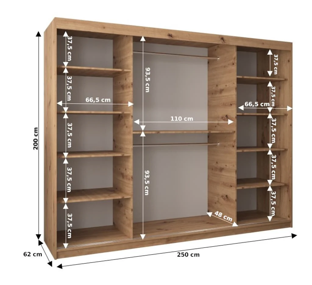Morocco Sliding Door Wardrobe 250cm - Image 8