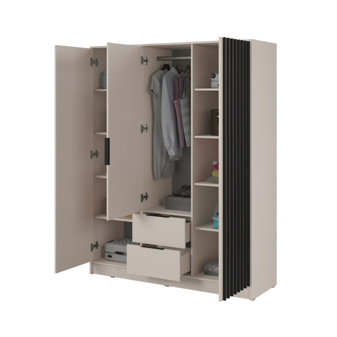 Nelly Hinged Door Wardrobe 155cm [Mirror] - Image 3