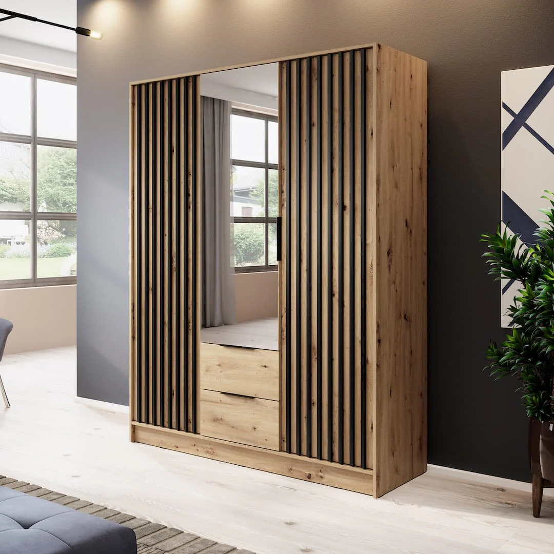Nelly Hinged Door Wardrobe 155cm [Mirror] - Image 4