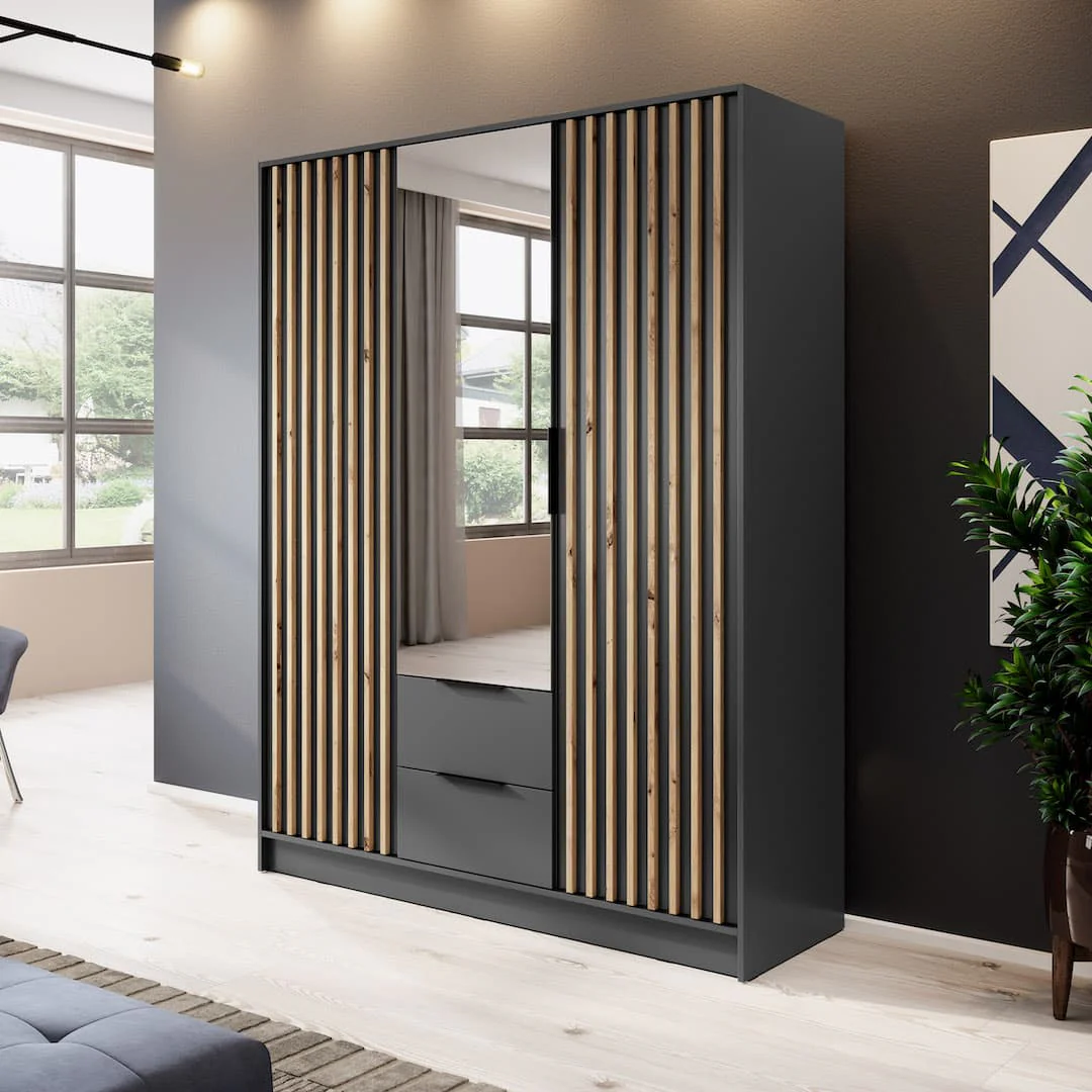 Nelly Hinged Door Wardrobe 155cm [Mirror] - Image 7