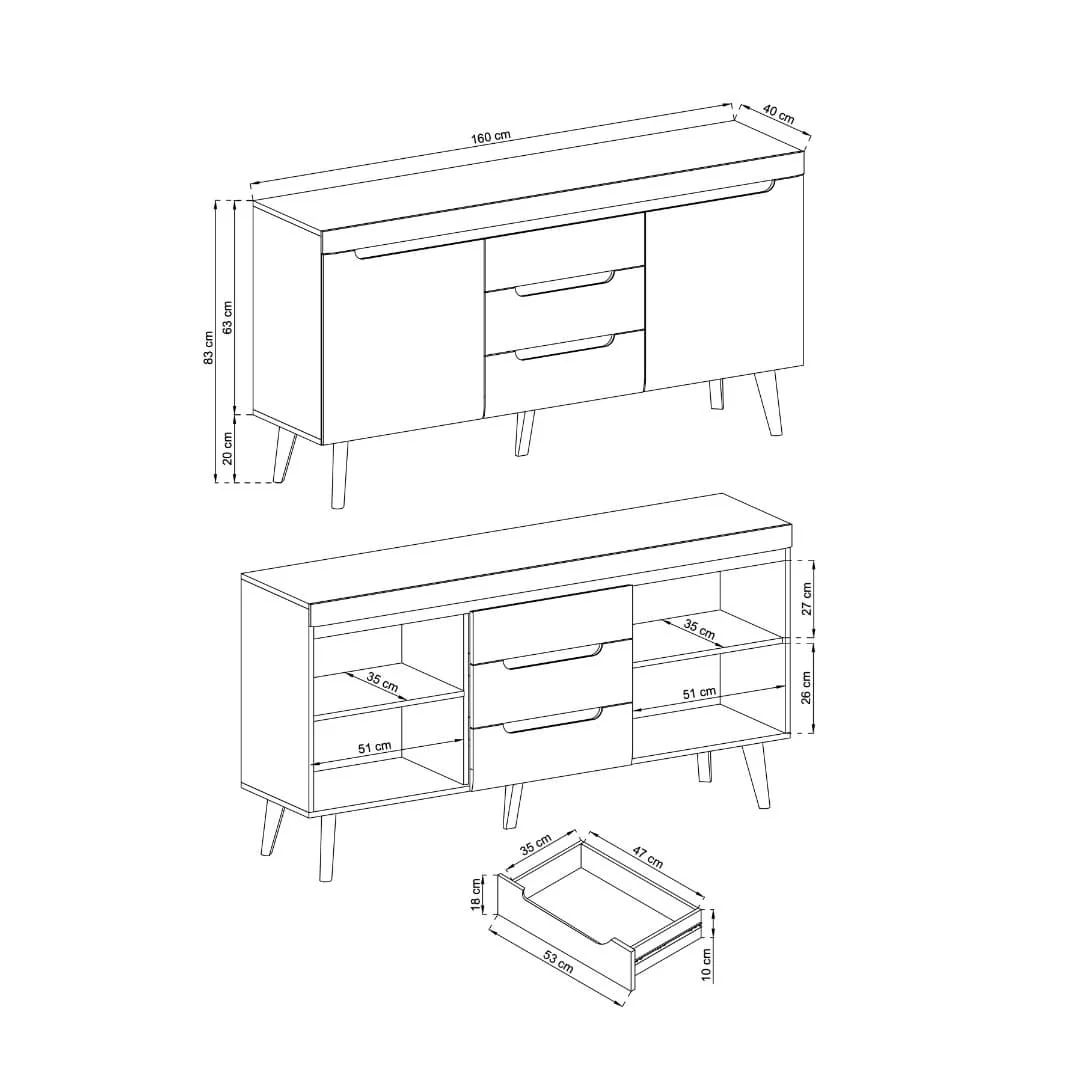 Nordi Large Sideboard Cabinet 160cm - Image 6