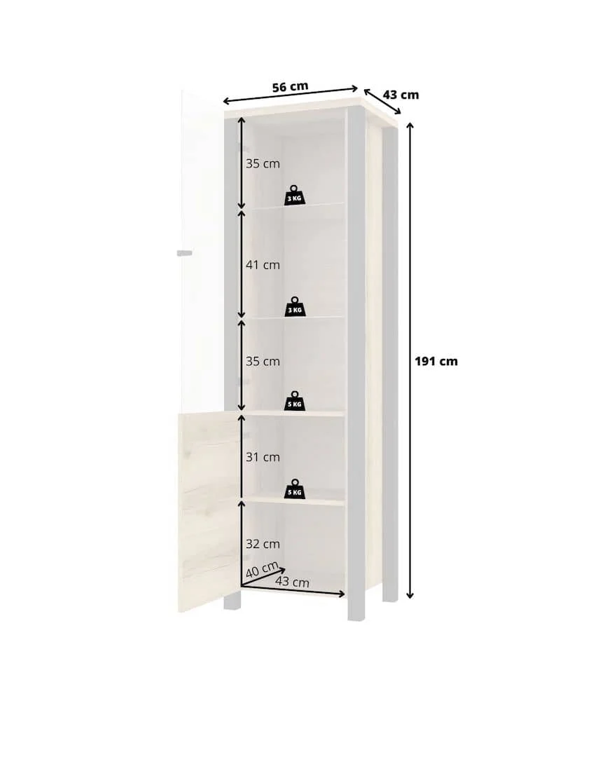 Olin 05 Tall Display Cabinet 56cm - Image 2