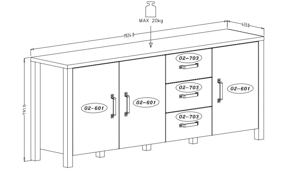 Olin 47 Sideboard Cabinet 192cm - Image 6