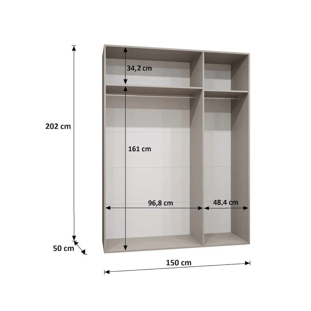 Parma II Hinged Door Wardrobe 150cm - Image 7