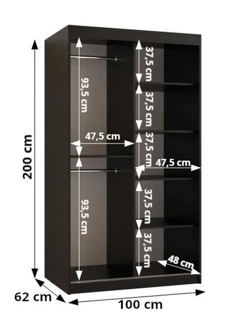 Parma Sliding Door Wardrobe 100cm - Image 9