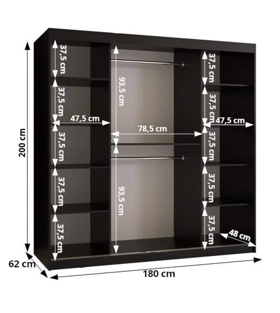 Parma Sliding Door Wardrobe 180cm - Image 9